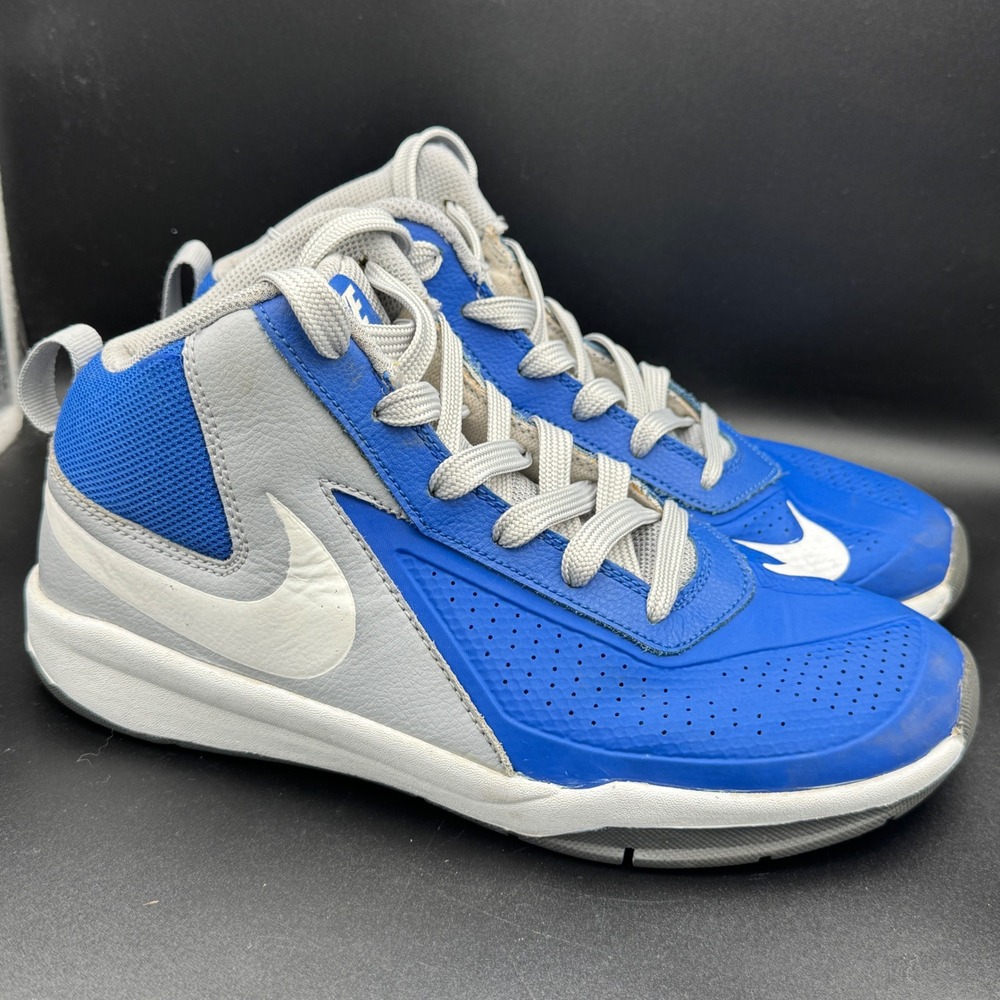 Nike Air Team Hustle‎ Quick Kids Basketball Shoes Blue Grey 747998-400 Size 6Y